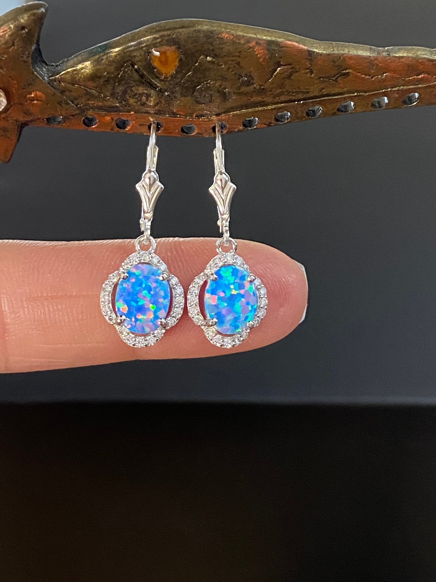 Blue Lavender Opal Earrings