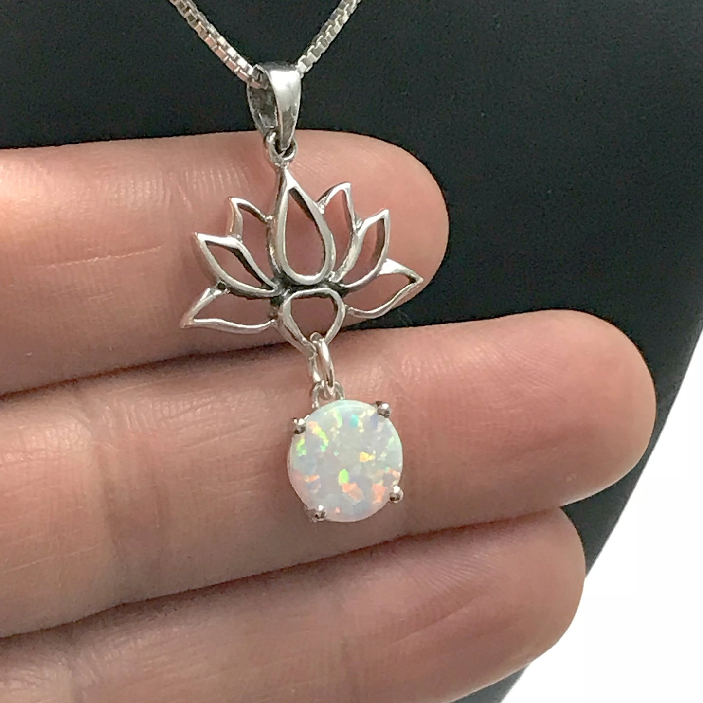 Lotus Flower Opal Necklace