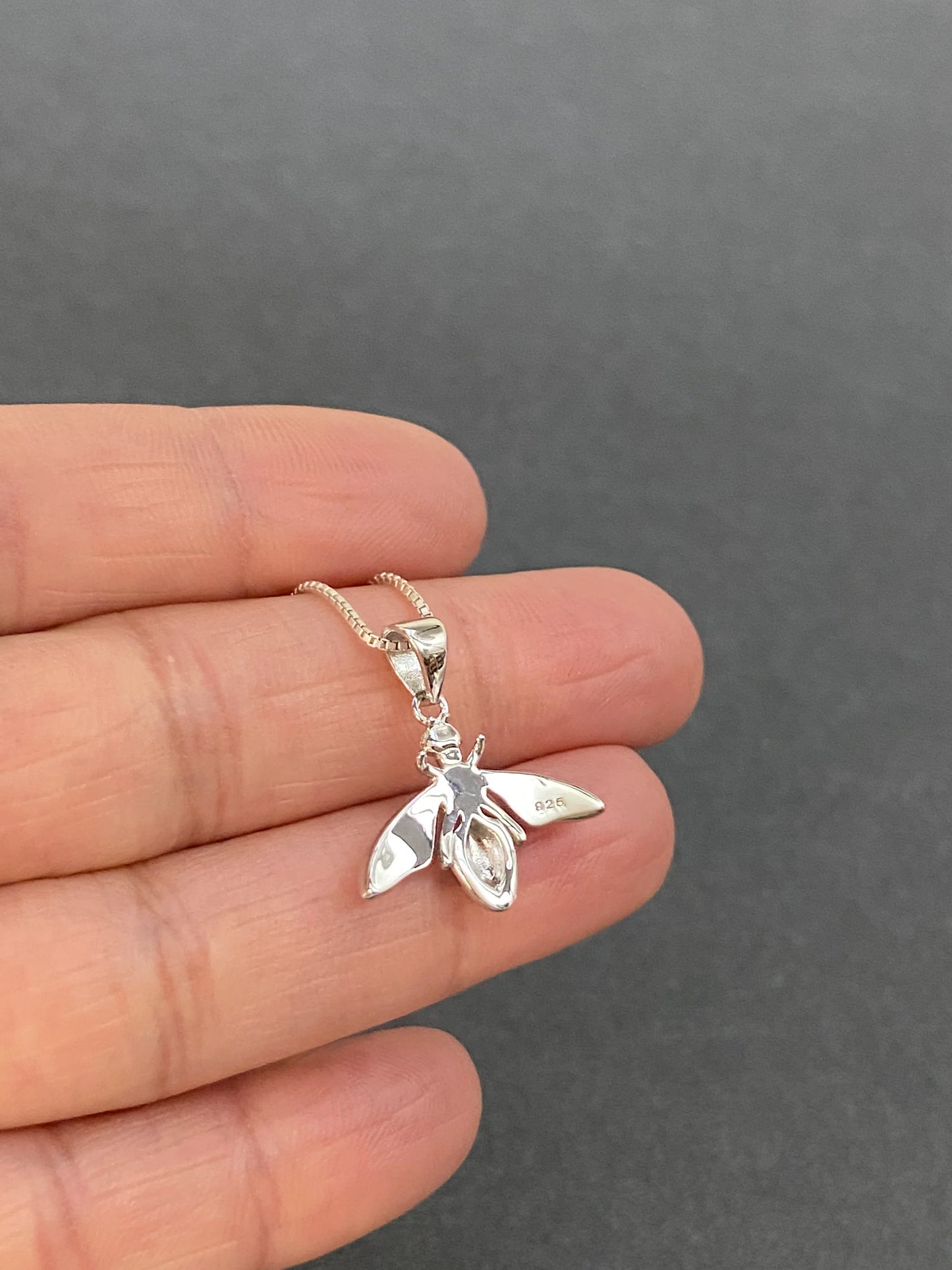 White Opal Bee Necklace