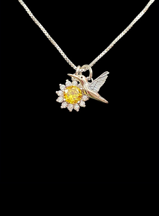 Daisy Hummingbird Necklace