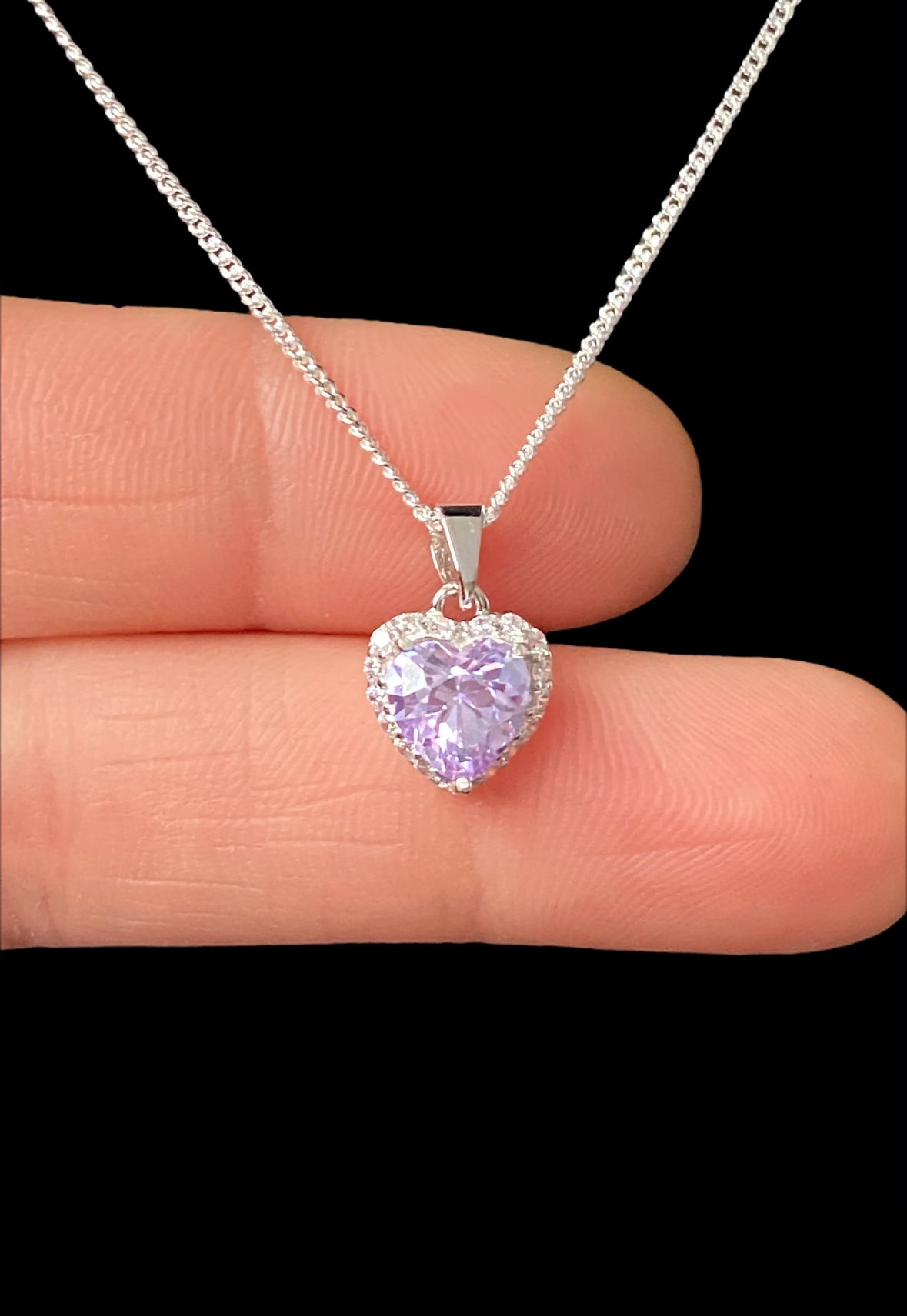 Alexandrite CZ Heart Necklace