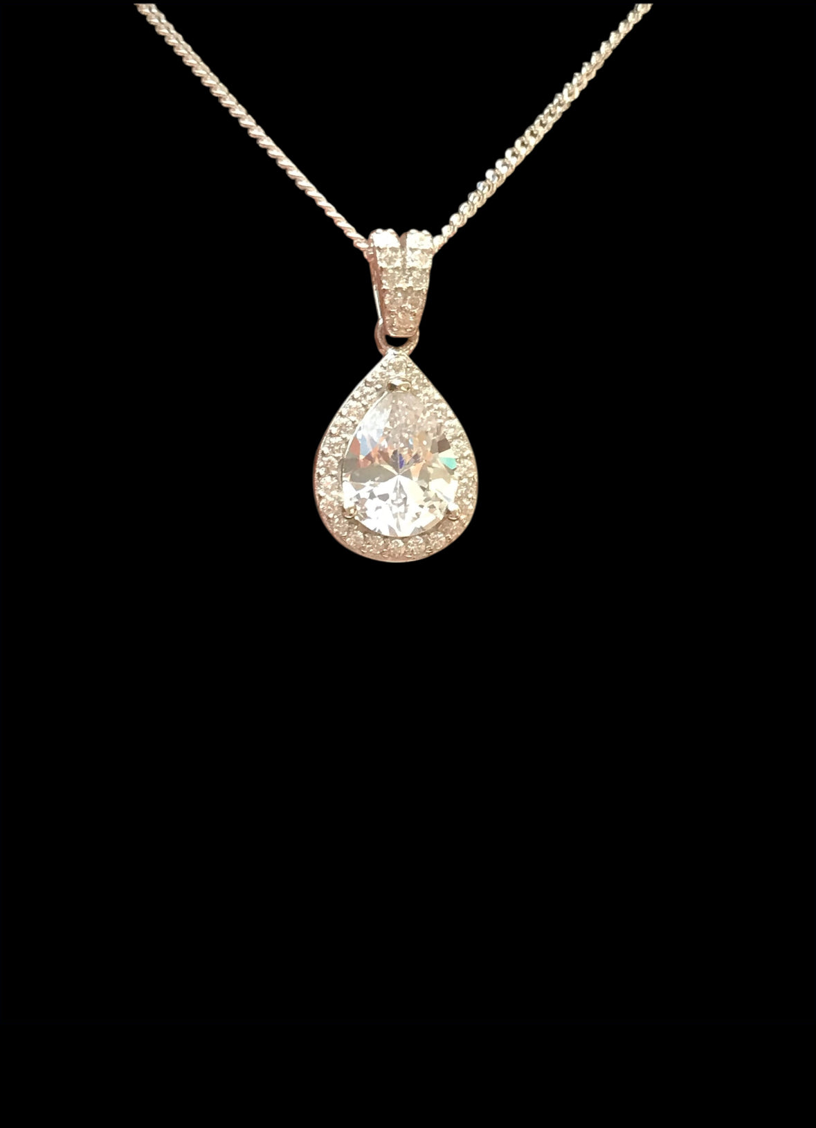 CZ Teardrop Pendant Necklace