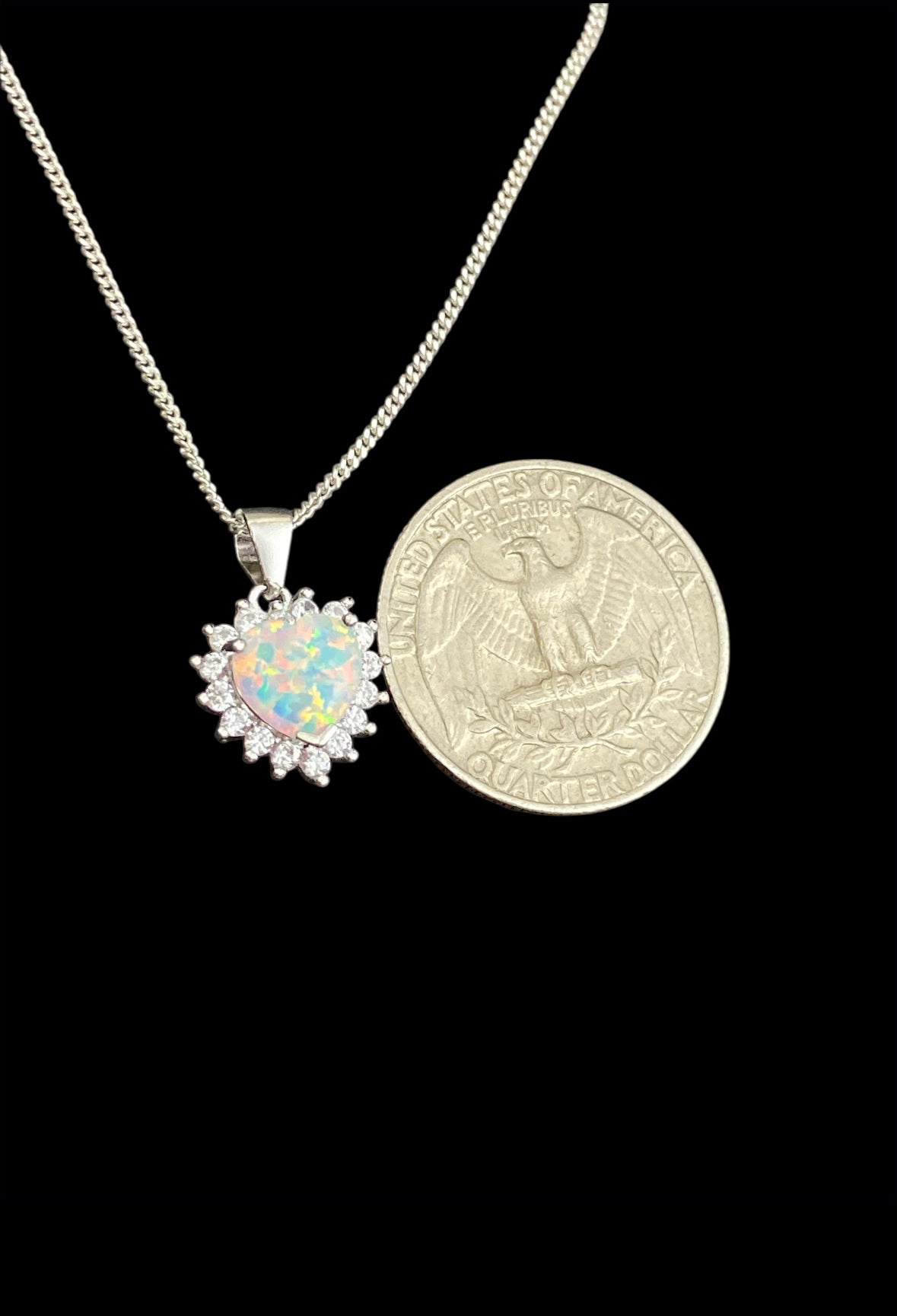 White Opal Heart Necklace