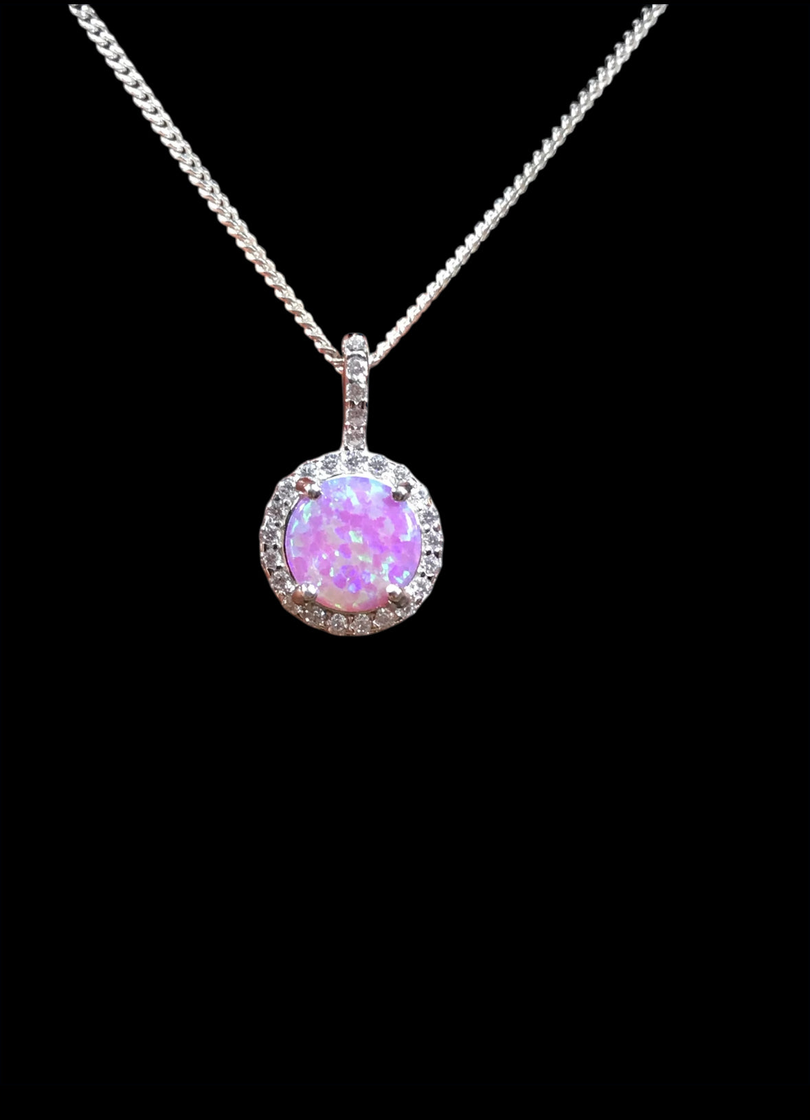 Pink Opal Halo Necklace