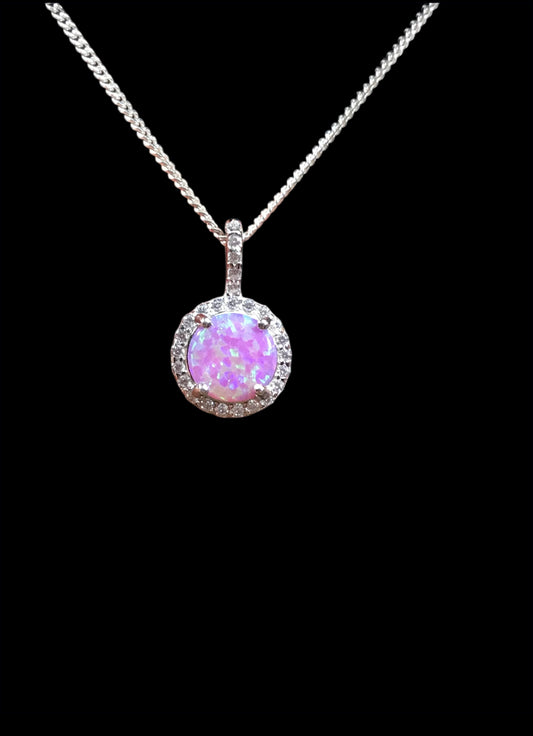Pink Opal Halo Necklace