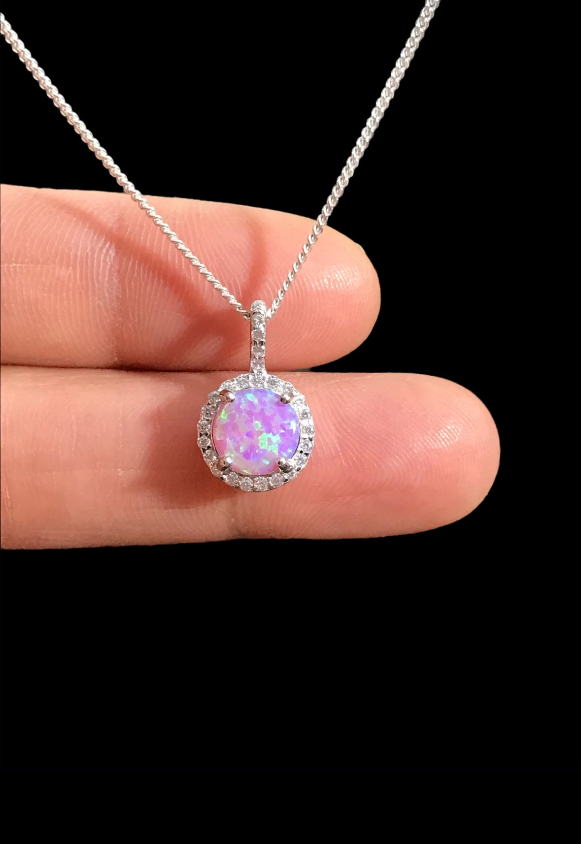 Pink Opal Halo Necklace