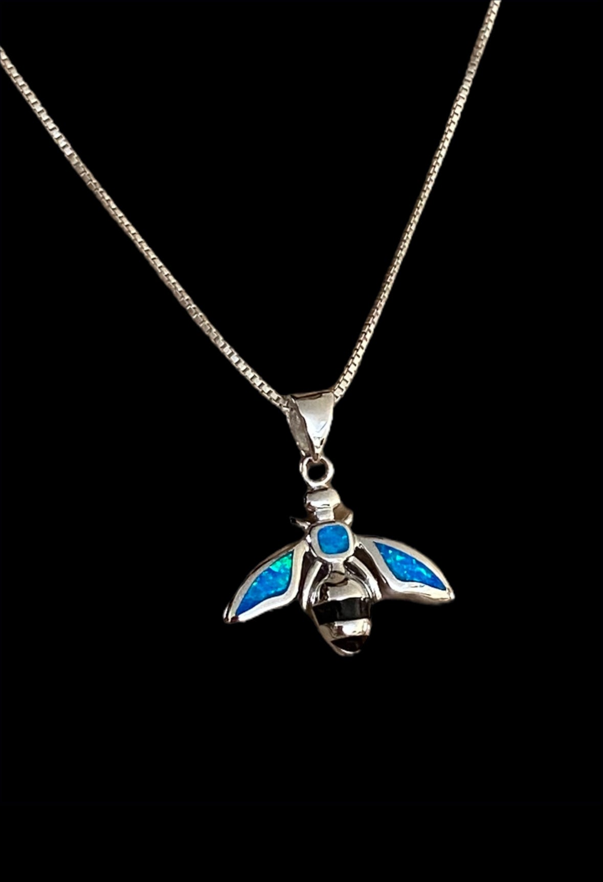 Blue Opal Bee Necklace