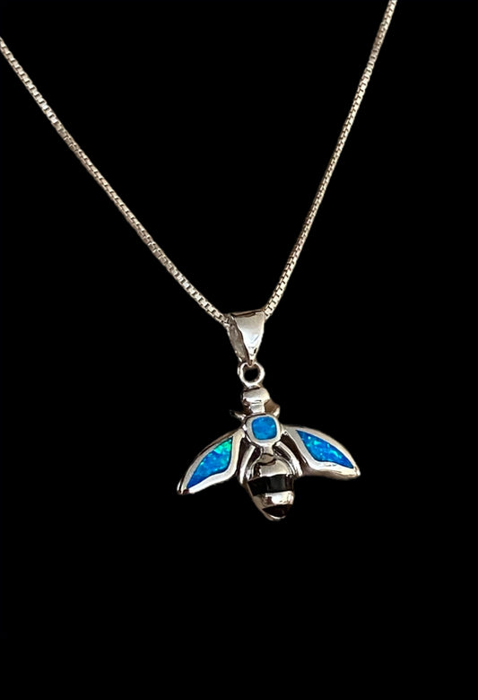 Blue Opal Bee Necklace