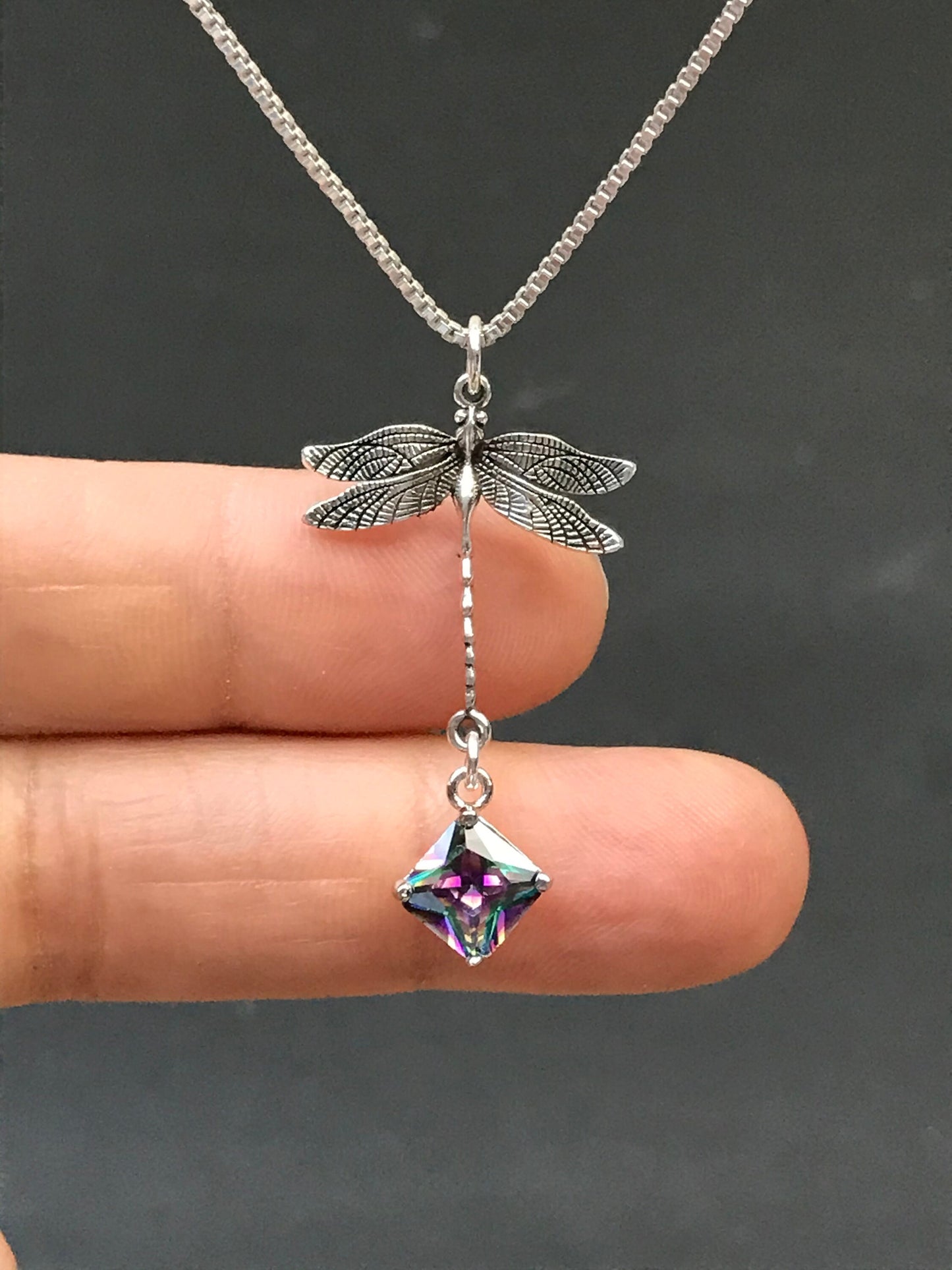 Mystic Topaz Dragonfly Necklace