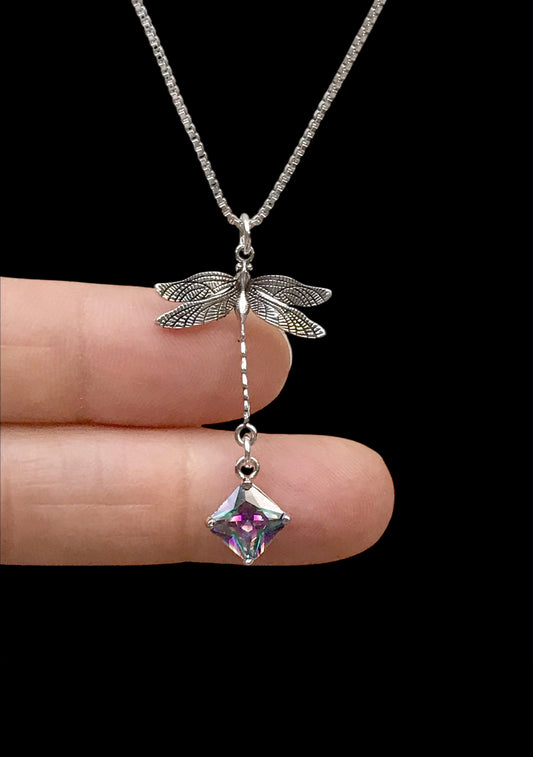 Mystic Topaz Dragonfly Necklace
