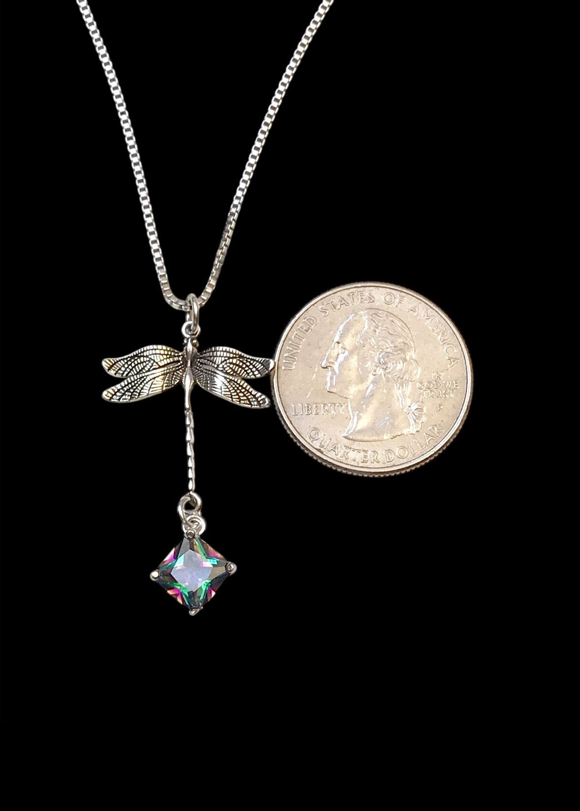 Mystic Topaz Dragonfly Necklace