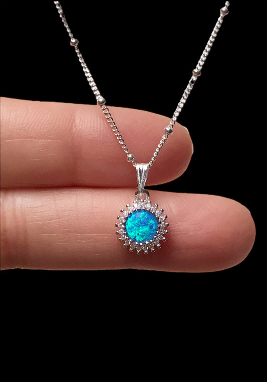 Blue Opal Starburst Necklace