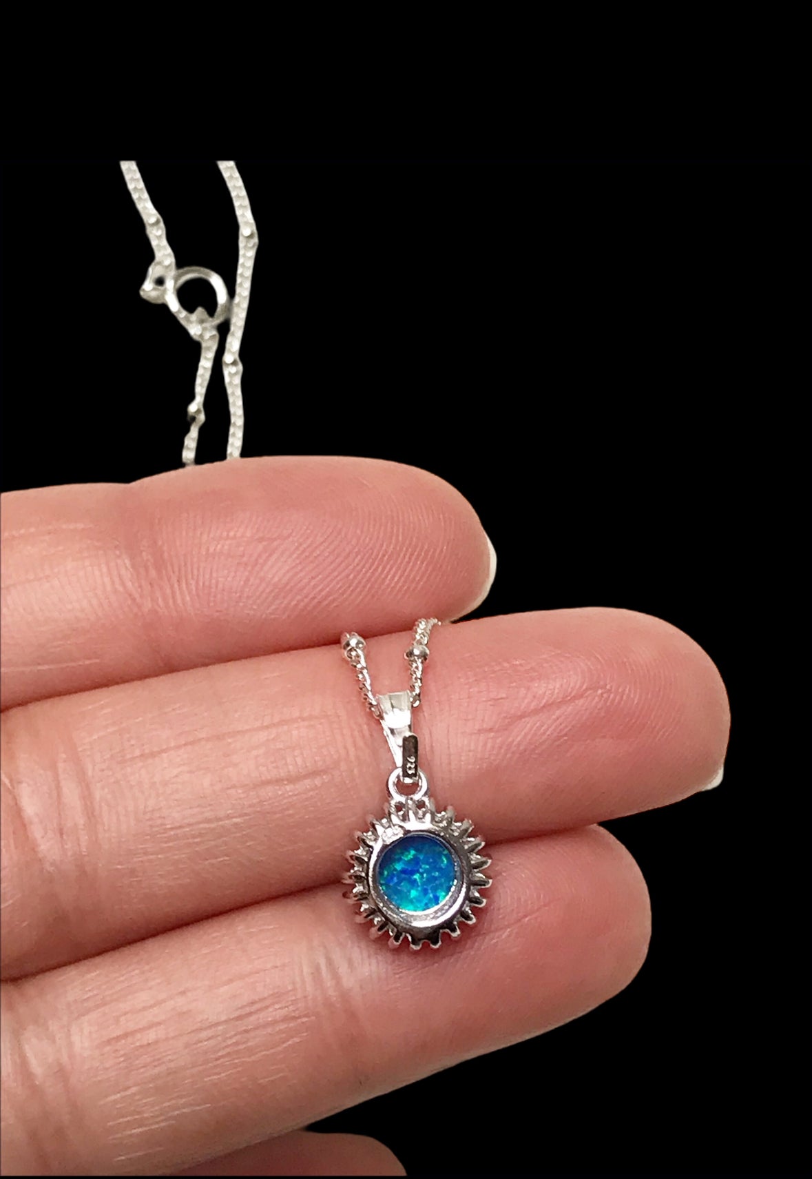 Blue Opal Starburst Necklace