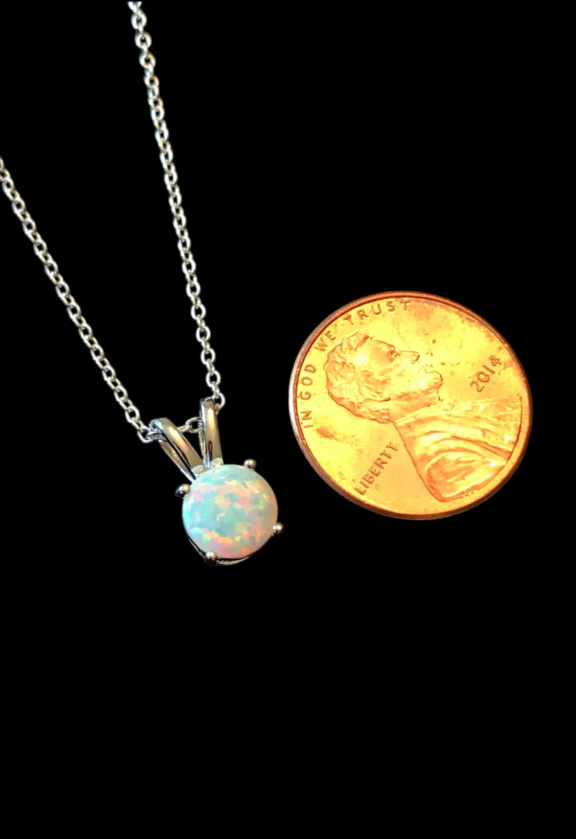 Minimalist White Opal Round Necklace