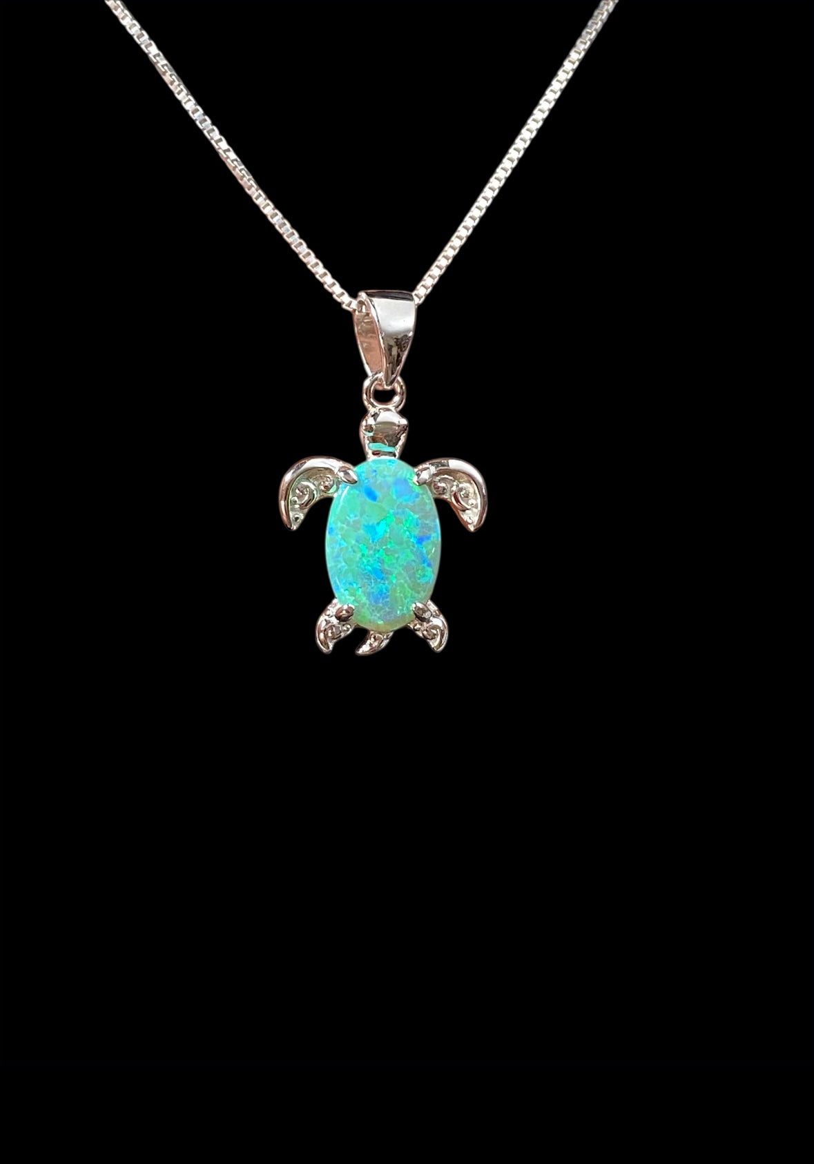 Green Opal Turtle Necklace