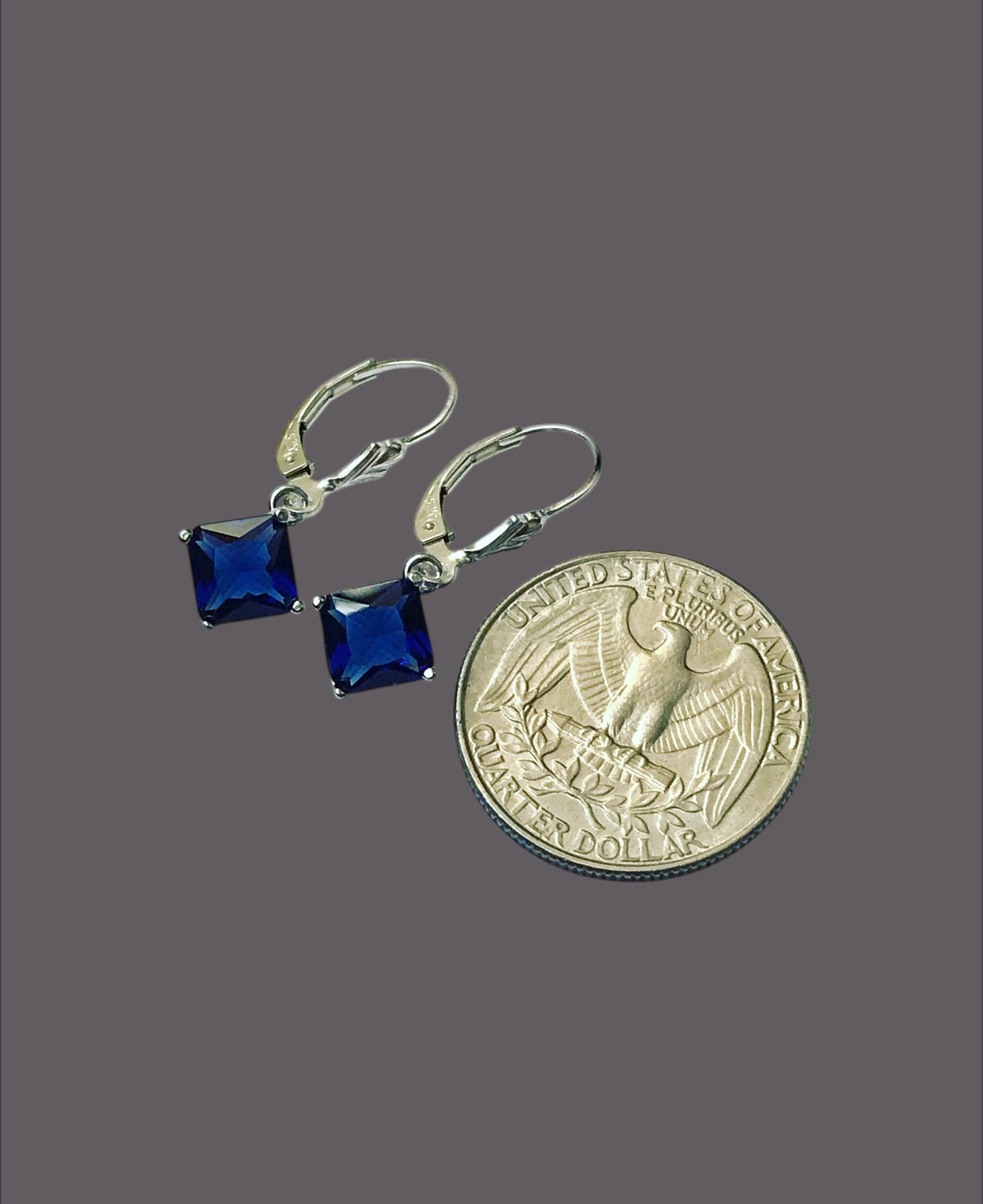 Blue Sapphire CZ Dangle Earrings