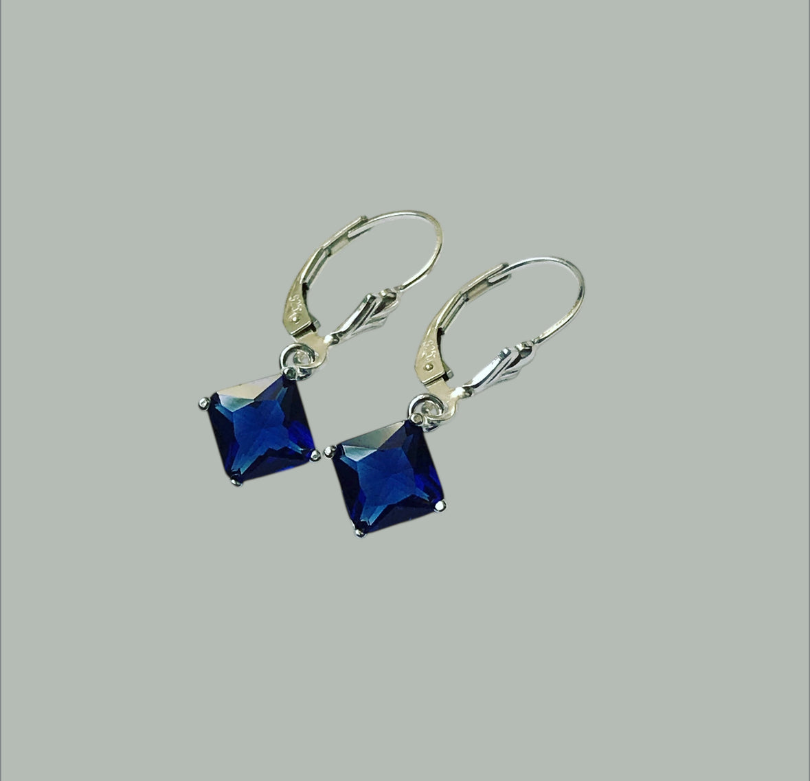 Blue Sapphire CZ Dangle Earrings
