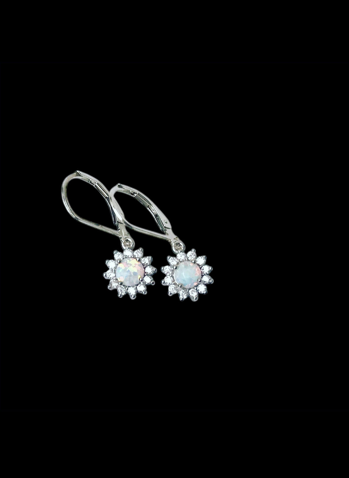White Opal Starburst Earrings