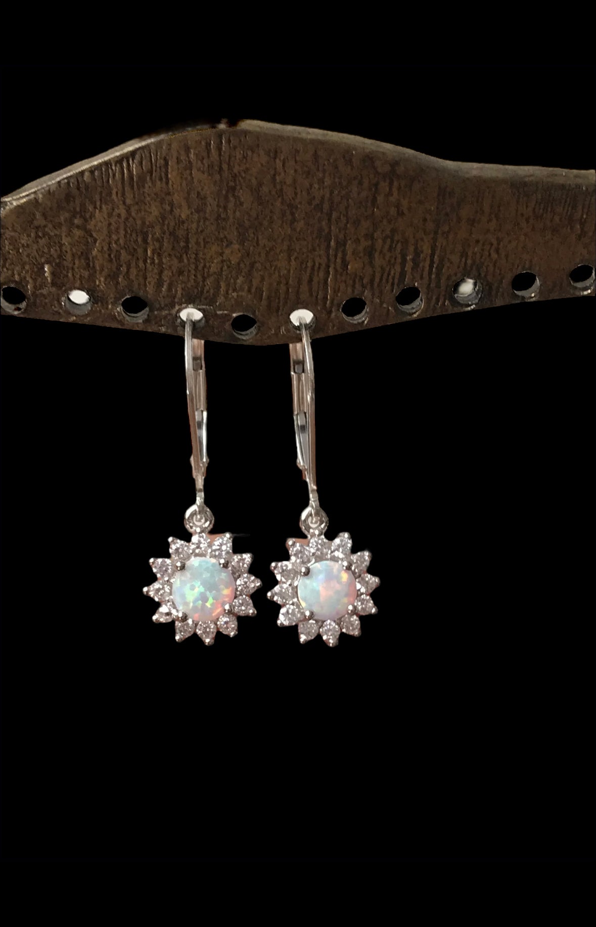 White Opal Starburst Earrings