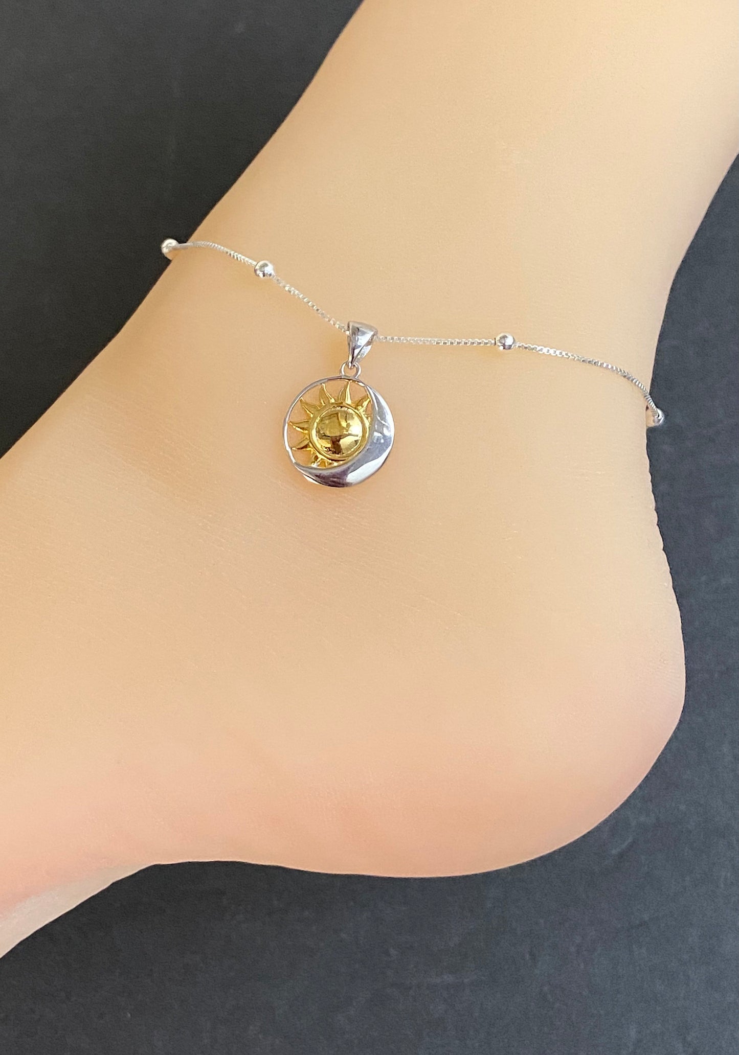 Two Tone Moon And Sun Anklet