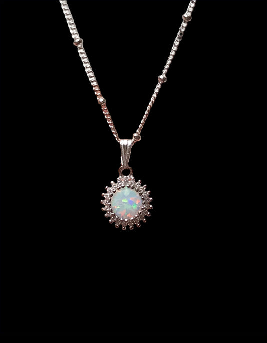 White Opal Starburst Necklace