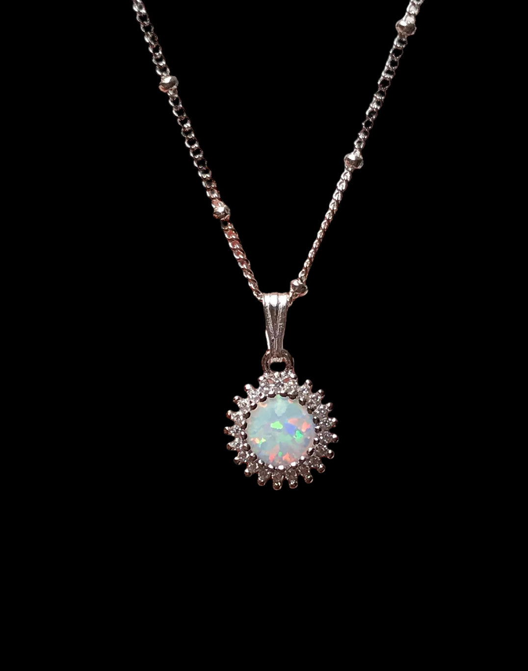 White Opal Starburst Necklace