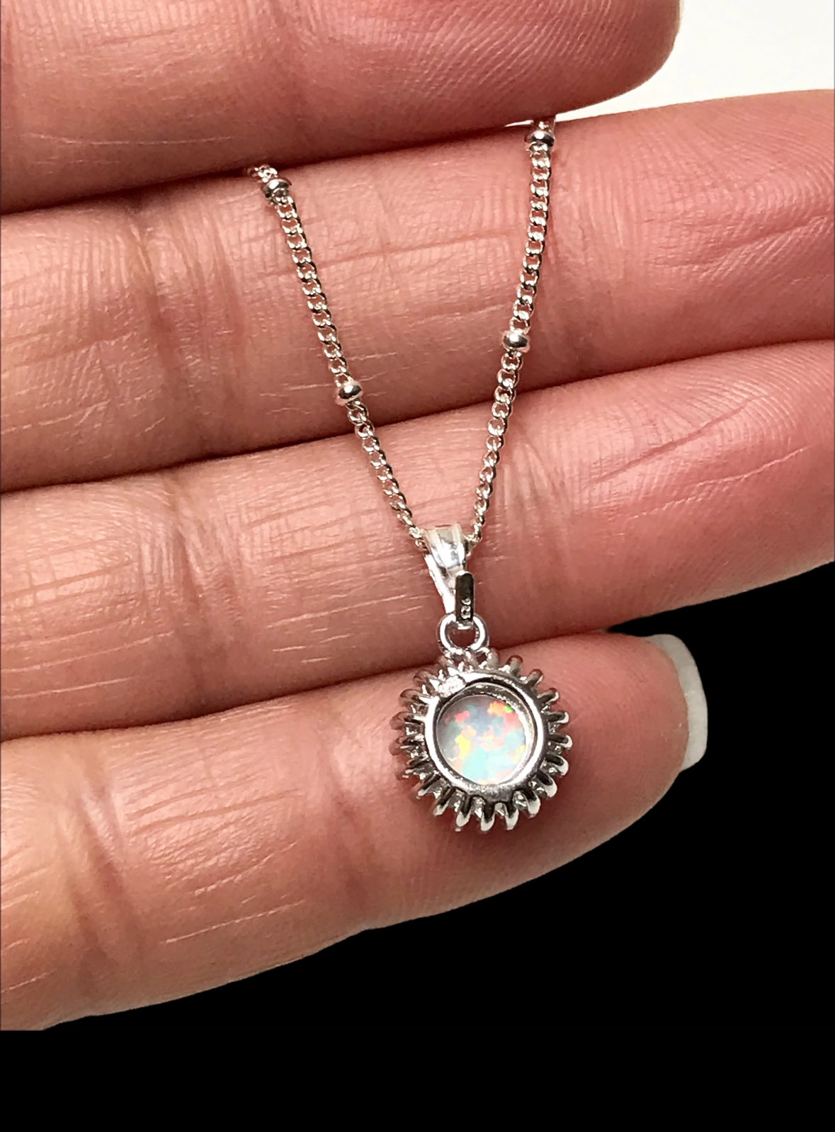 White Opal Starburst Necklace