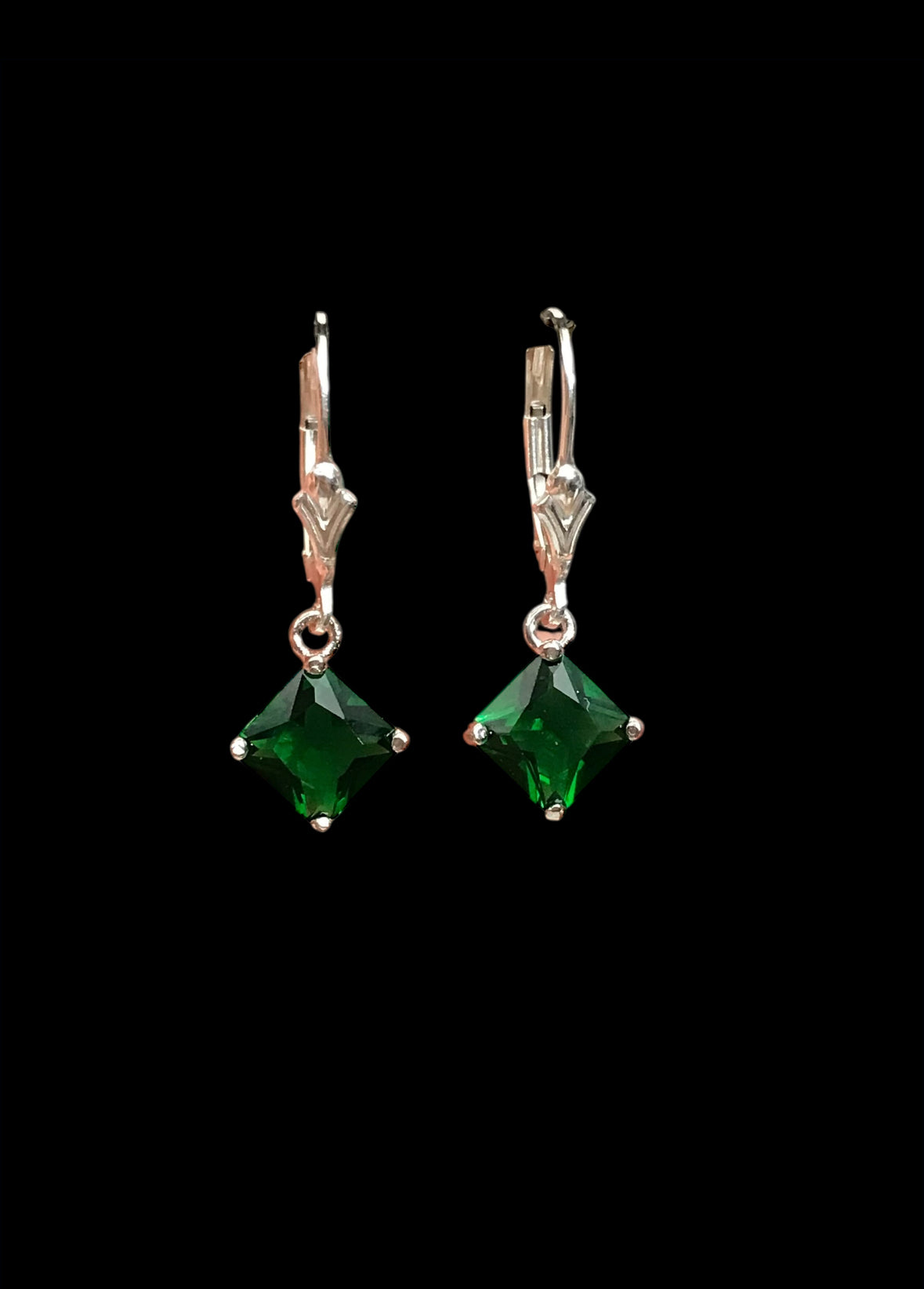 Emerald CZ Dangle Earrings