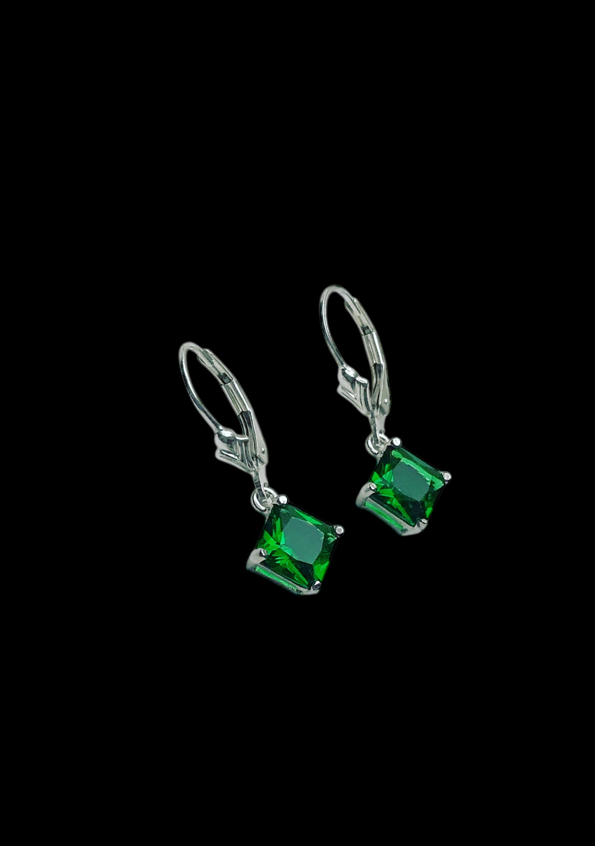 Emerald CZ Dangle Earrings