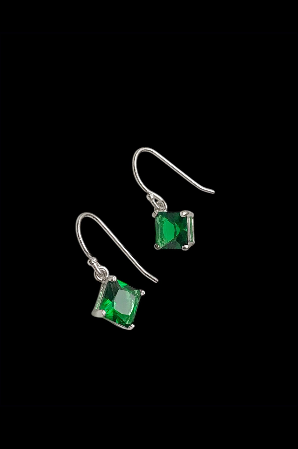 Emerald CZ Dangle Earrings