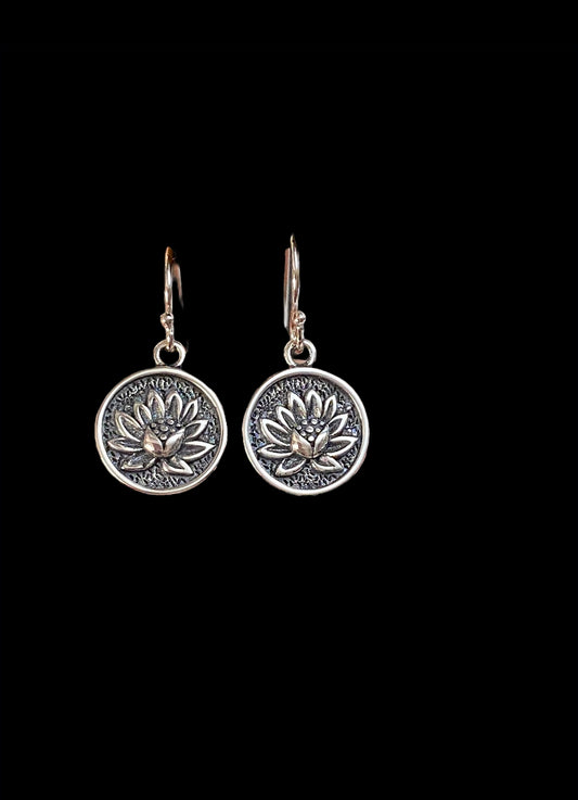 Lotus Flower Coin Earrings