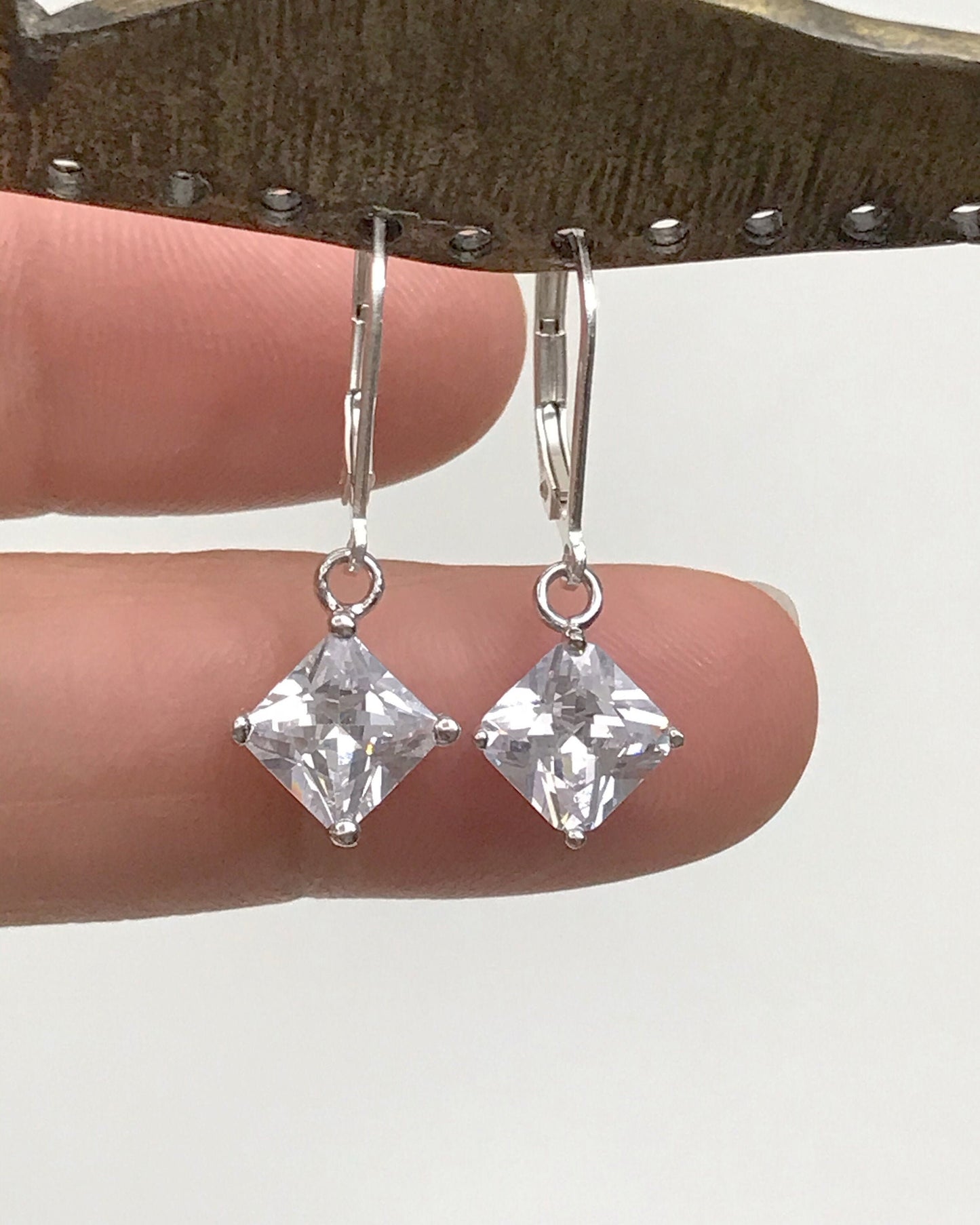 Princess CZ Dangle Earrings