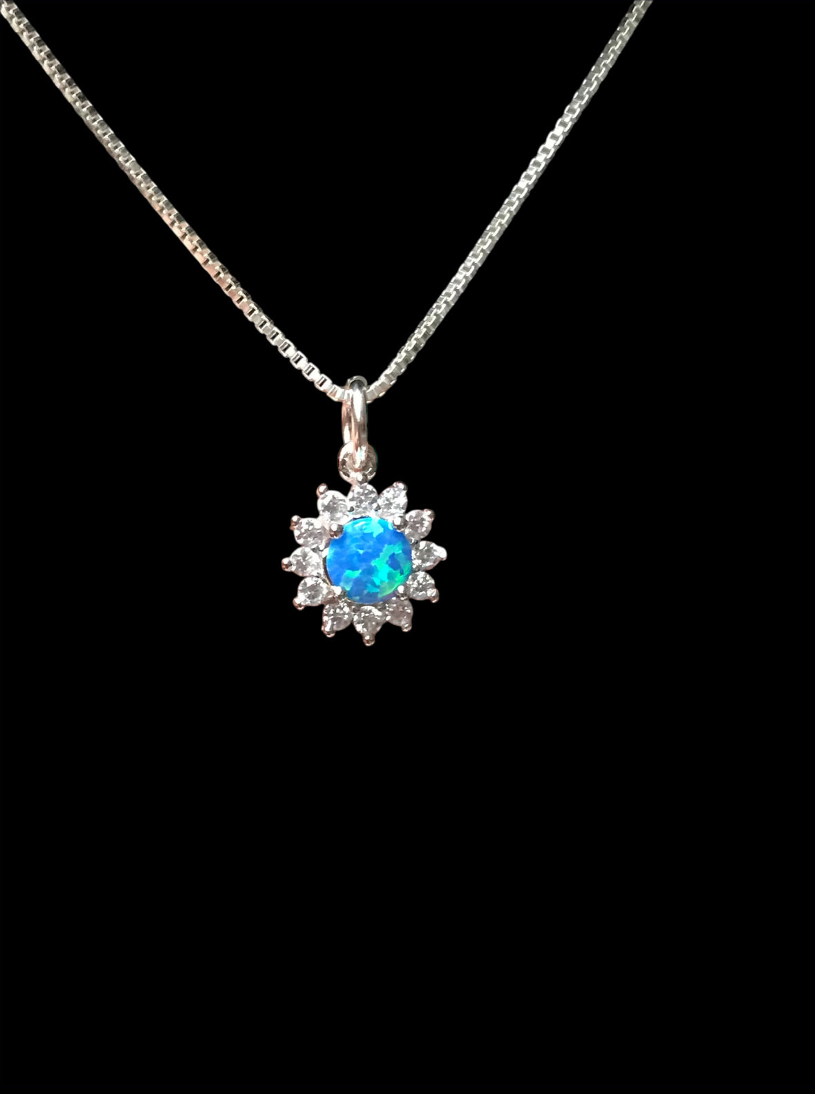 Blue Opal Starburst Necklace