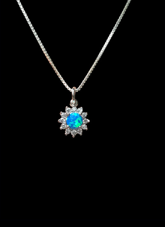Blue Opal Starburst Necklace