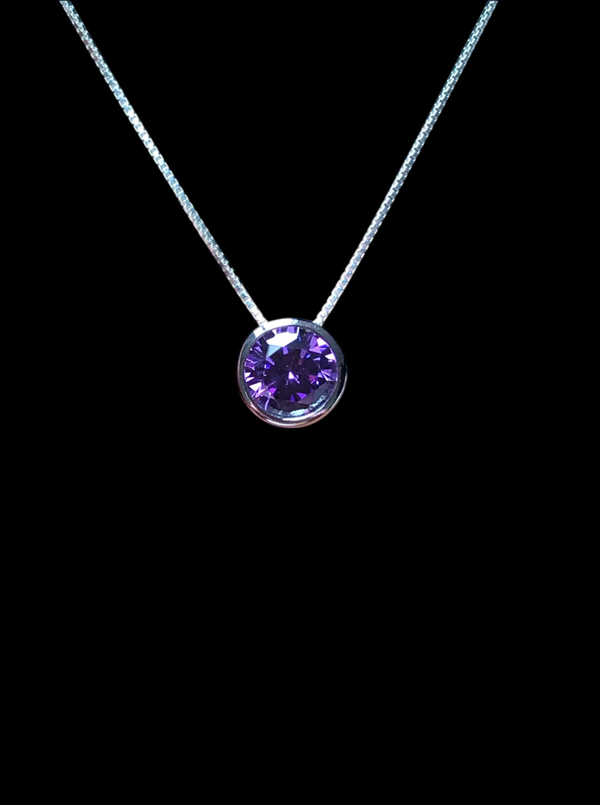Amethyst CZ Floating Necklace