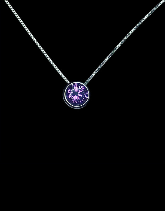 Amethyst CZ Floating Necklace
