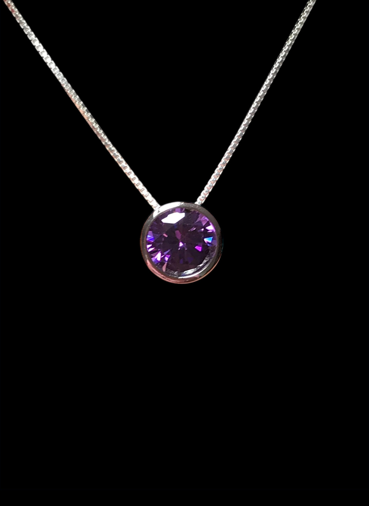 Amethyst CZ Floating Necklace