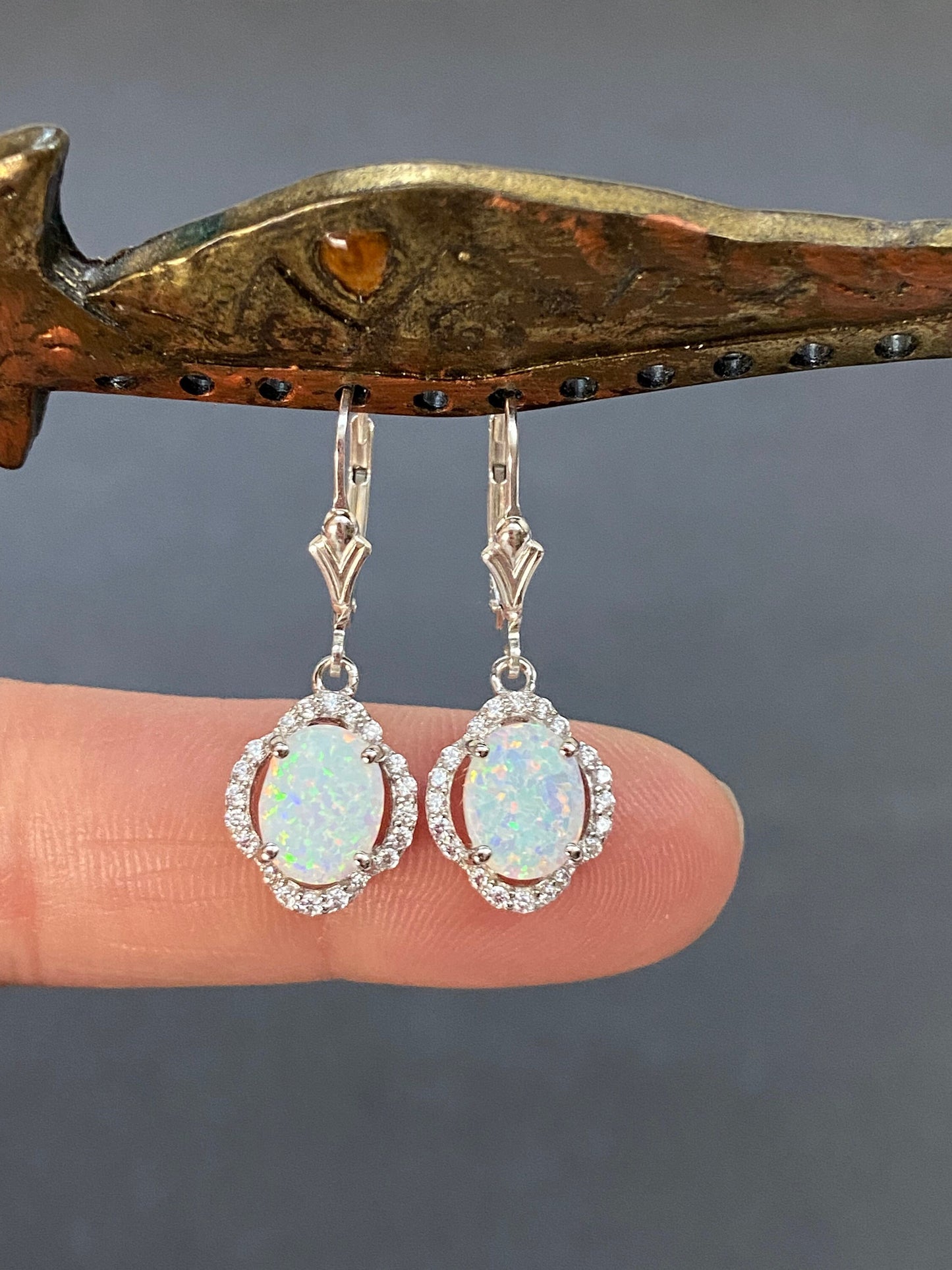 White Opal Earrings