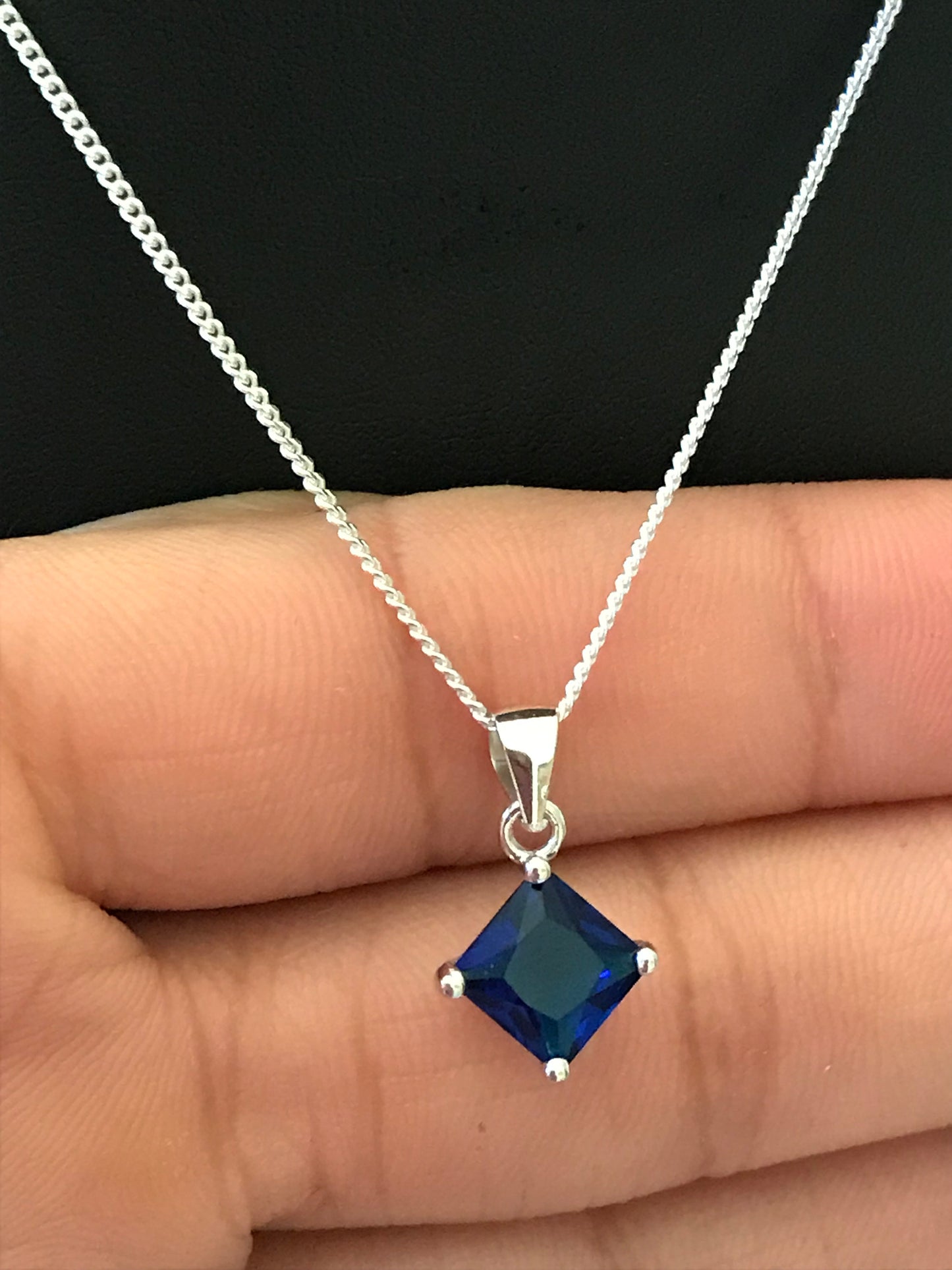 Blue Sapphire CZ Necklace