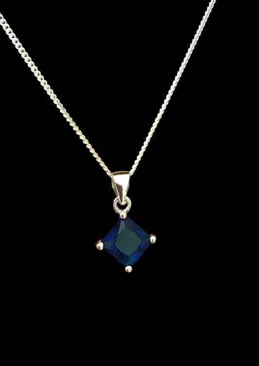 Blue Sapphire CZ Necklace