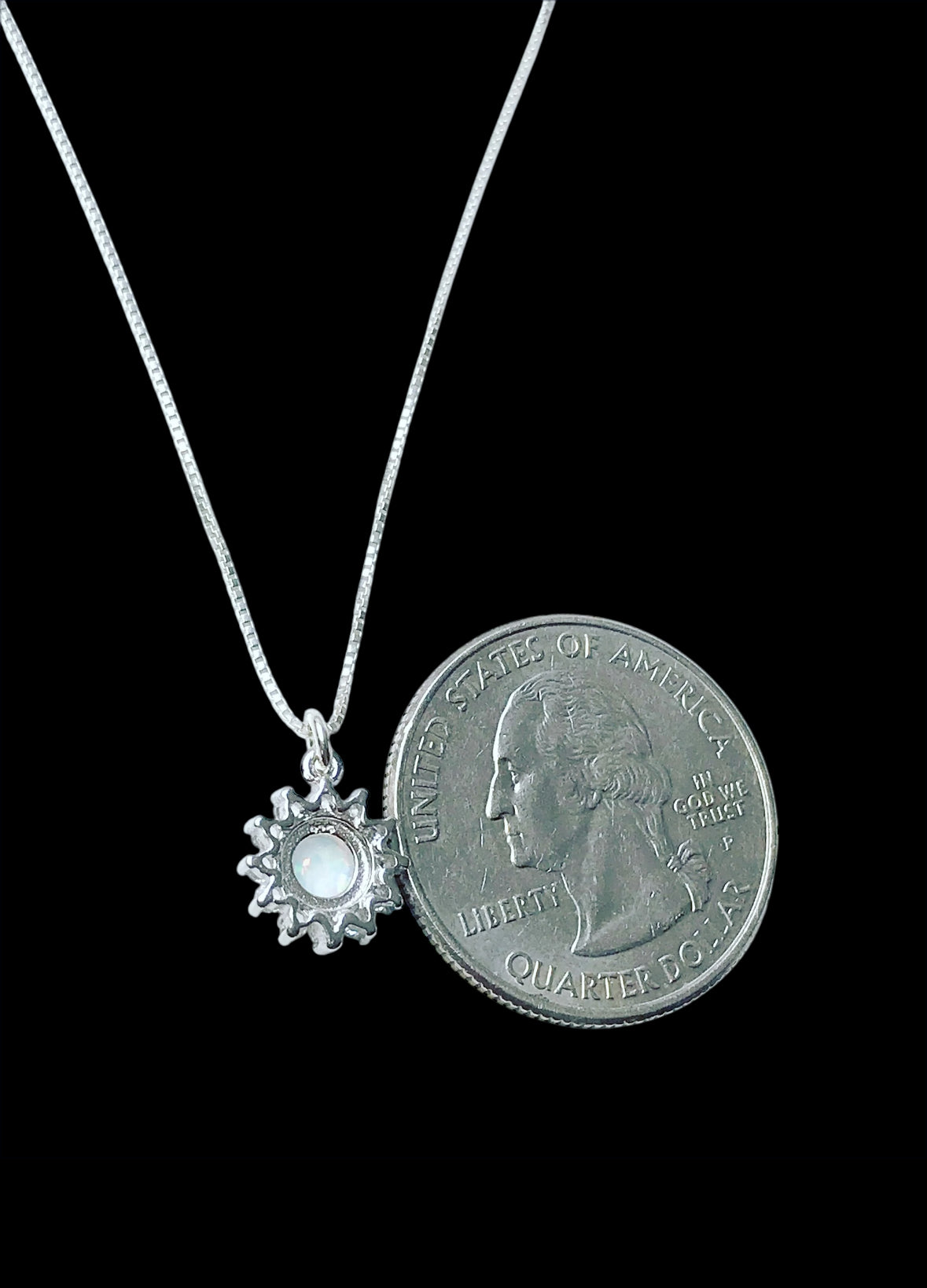 Tiny White Opal Starburst Necklace
