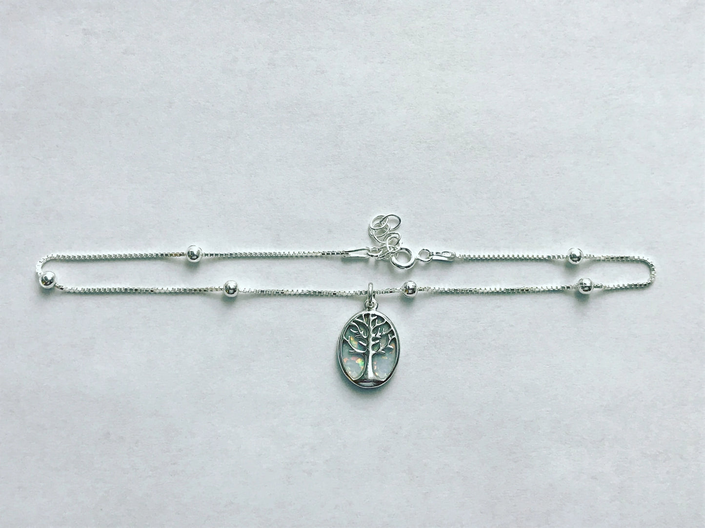 White Opal Tree Of Life Anklet