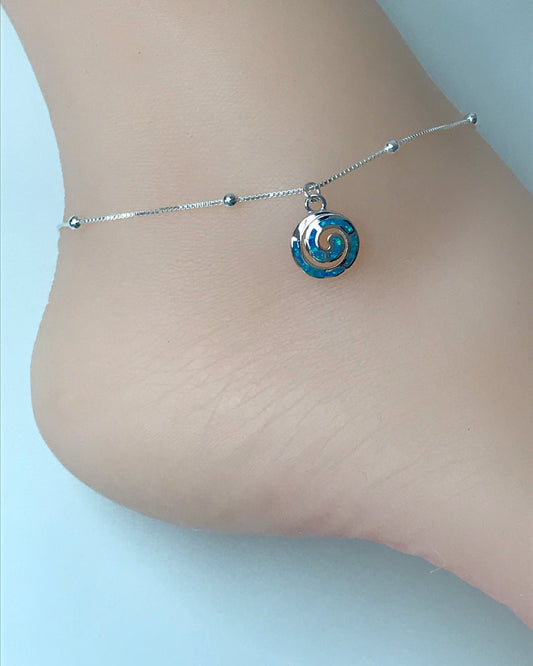 Blue Opal Swirl Anklet