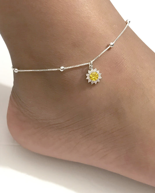CZ Daisy Anklet