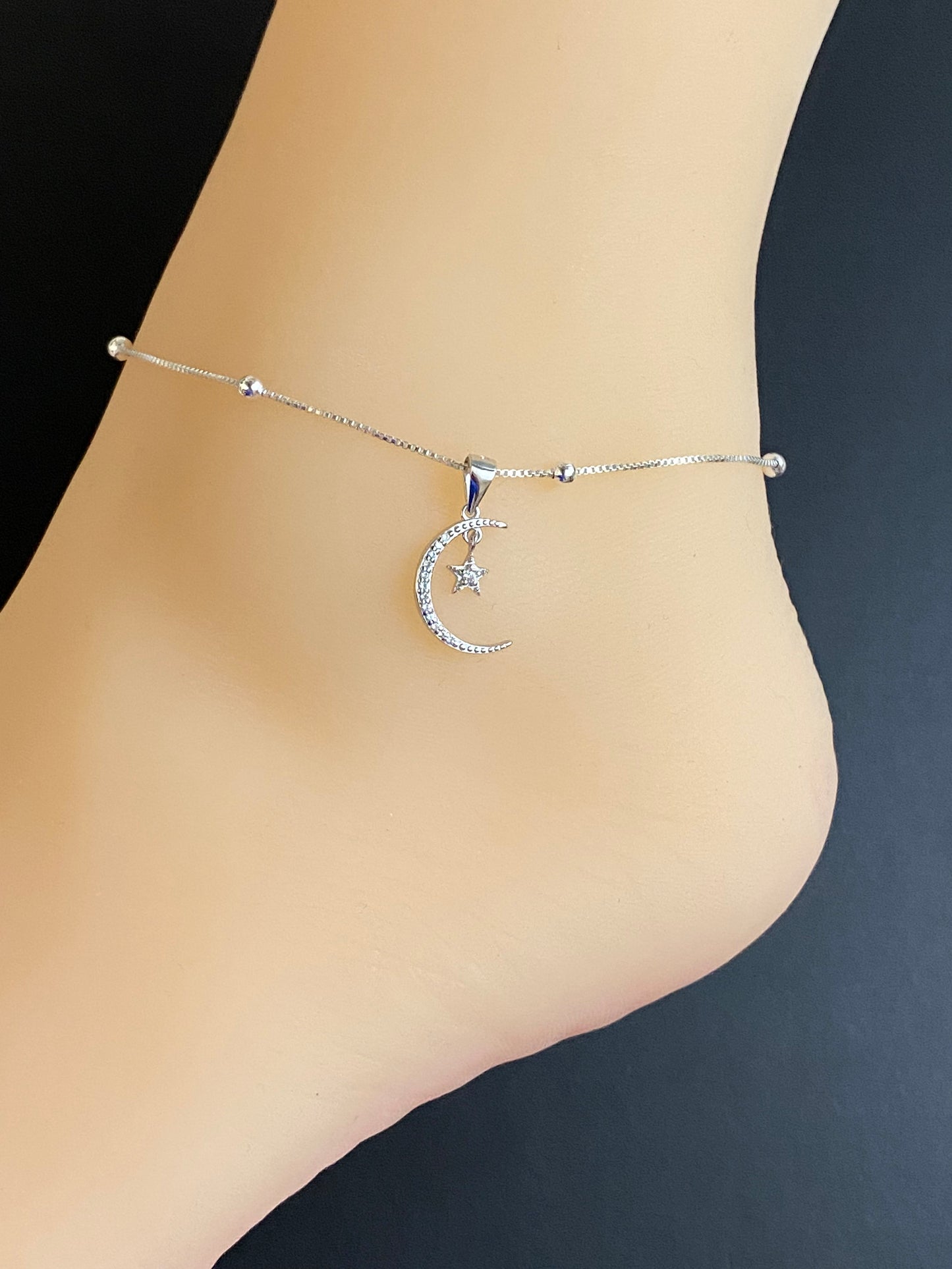 CZ Moon And Star Anklet