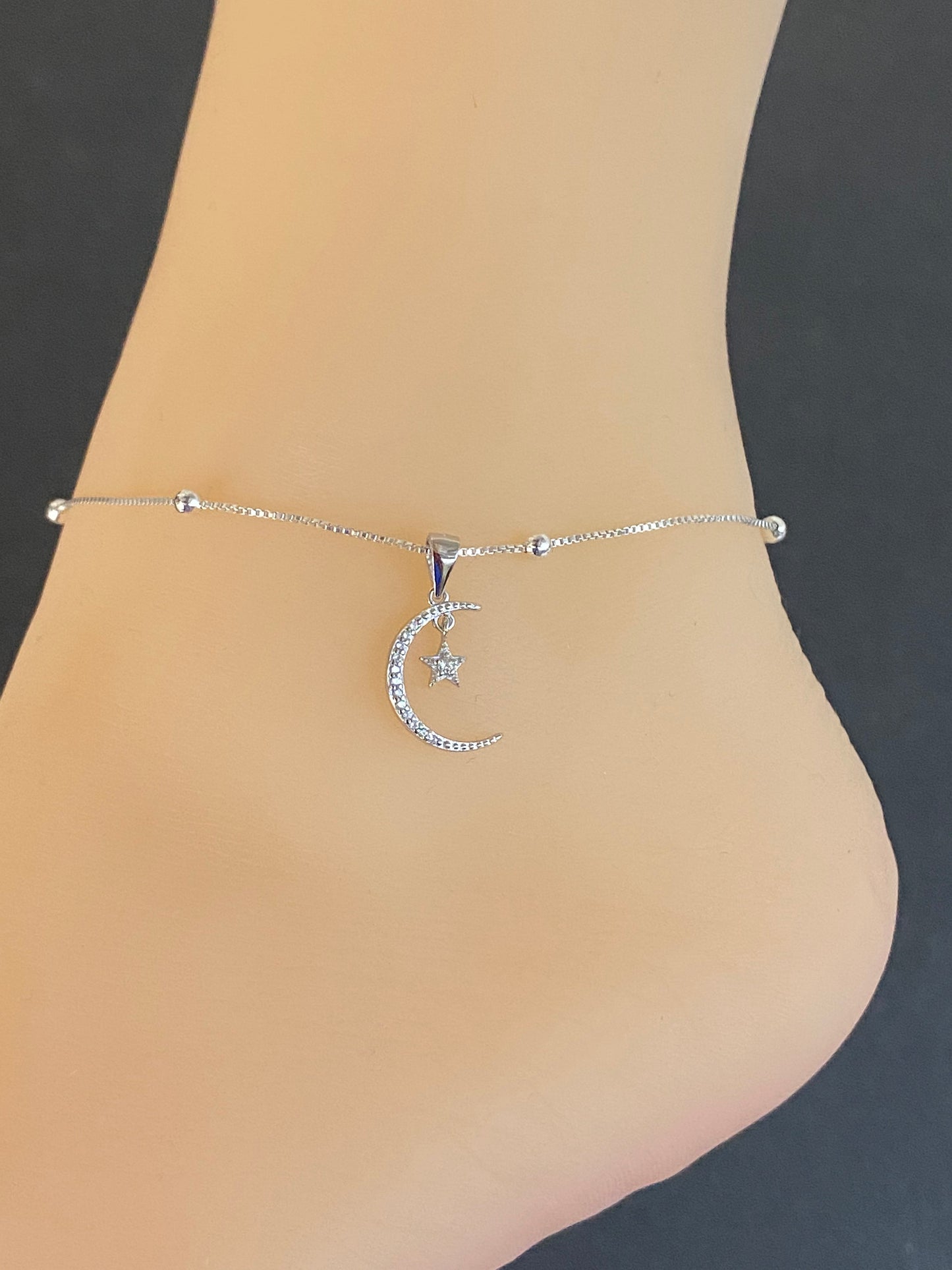 CZ Moon And Star Anklet