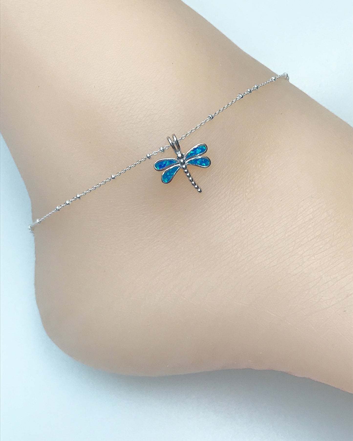 Blue Opal Dragonfly Anklet
