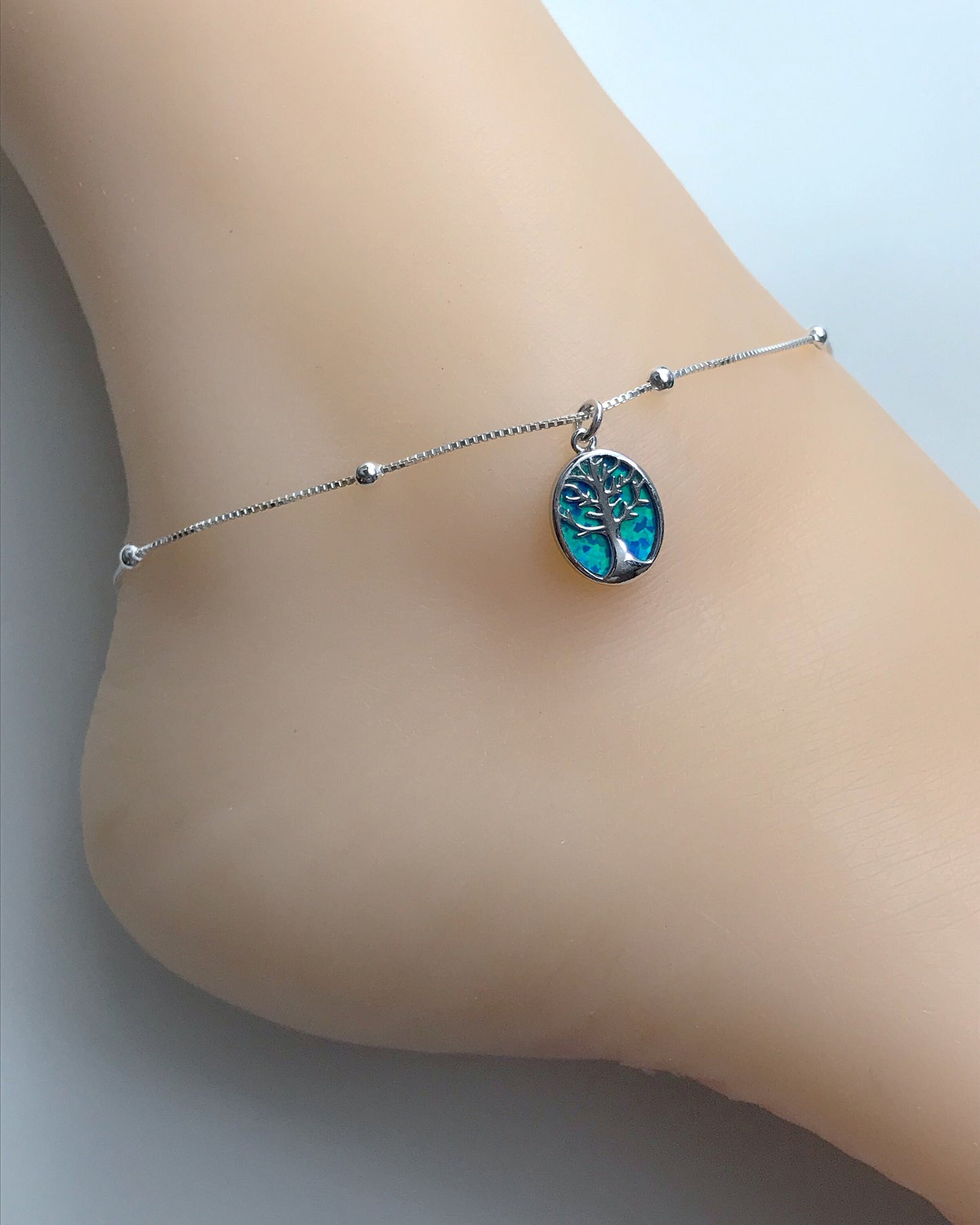Blue Opal Tree Of Life Anklet