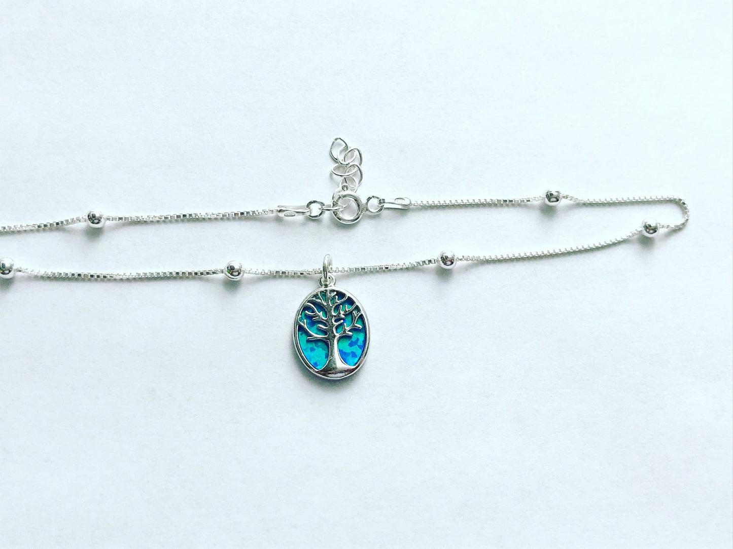 Blue Opal Tree Of Life Anklet