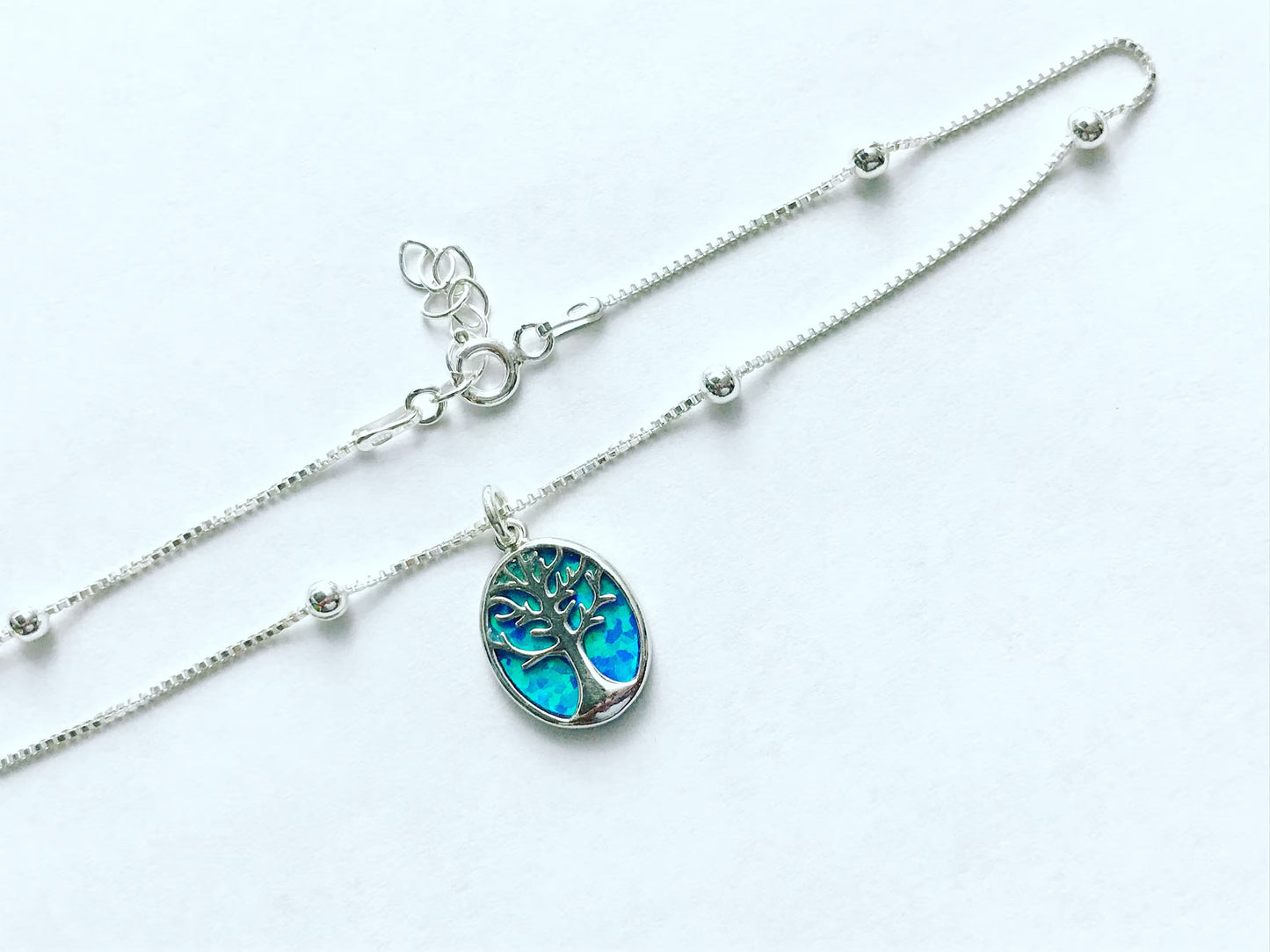 Blue Opal Tree Of Life Anklet